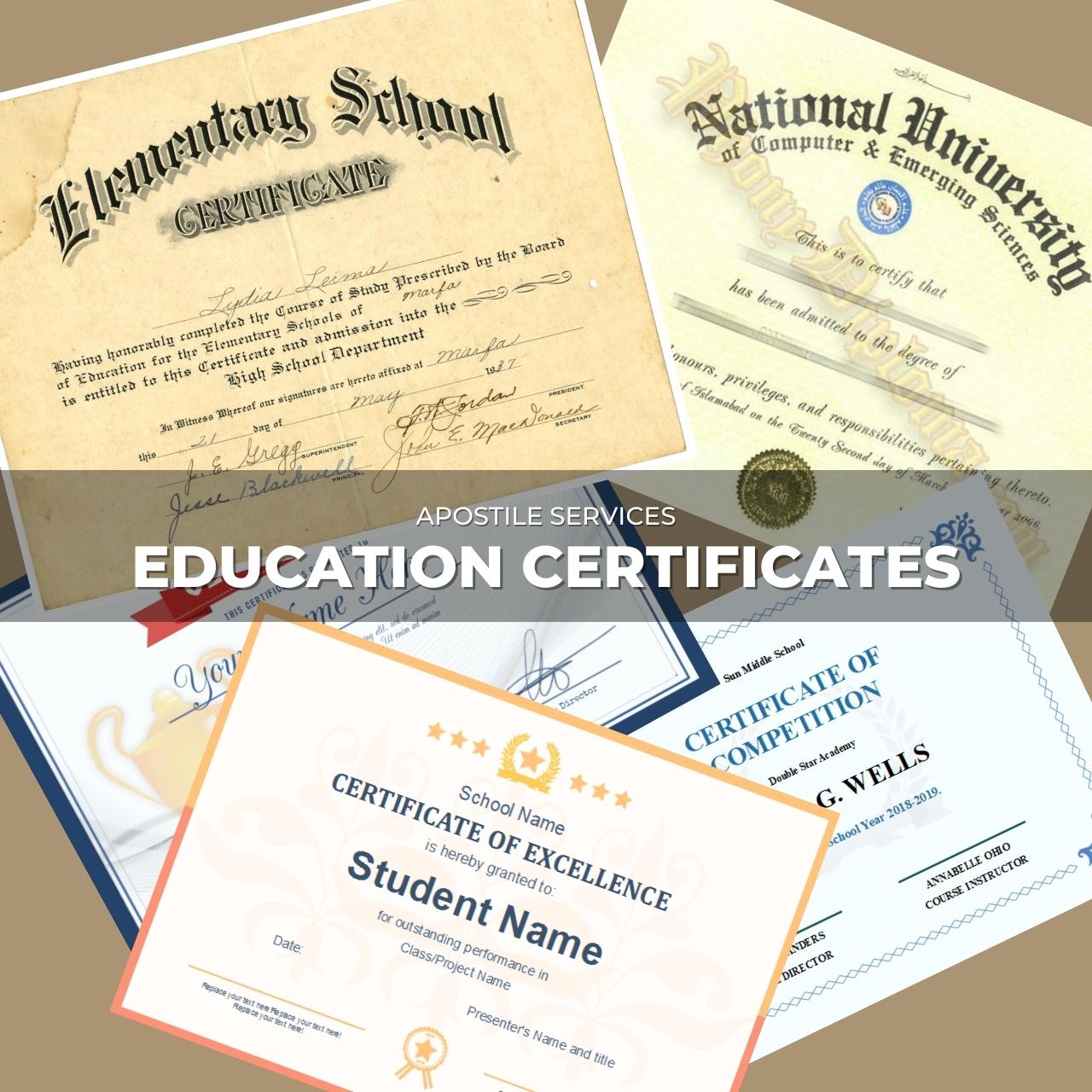 University Degrees of India, School certificate Etc.
