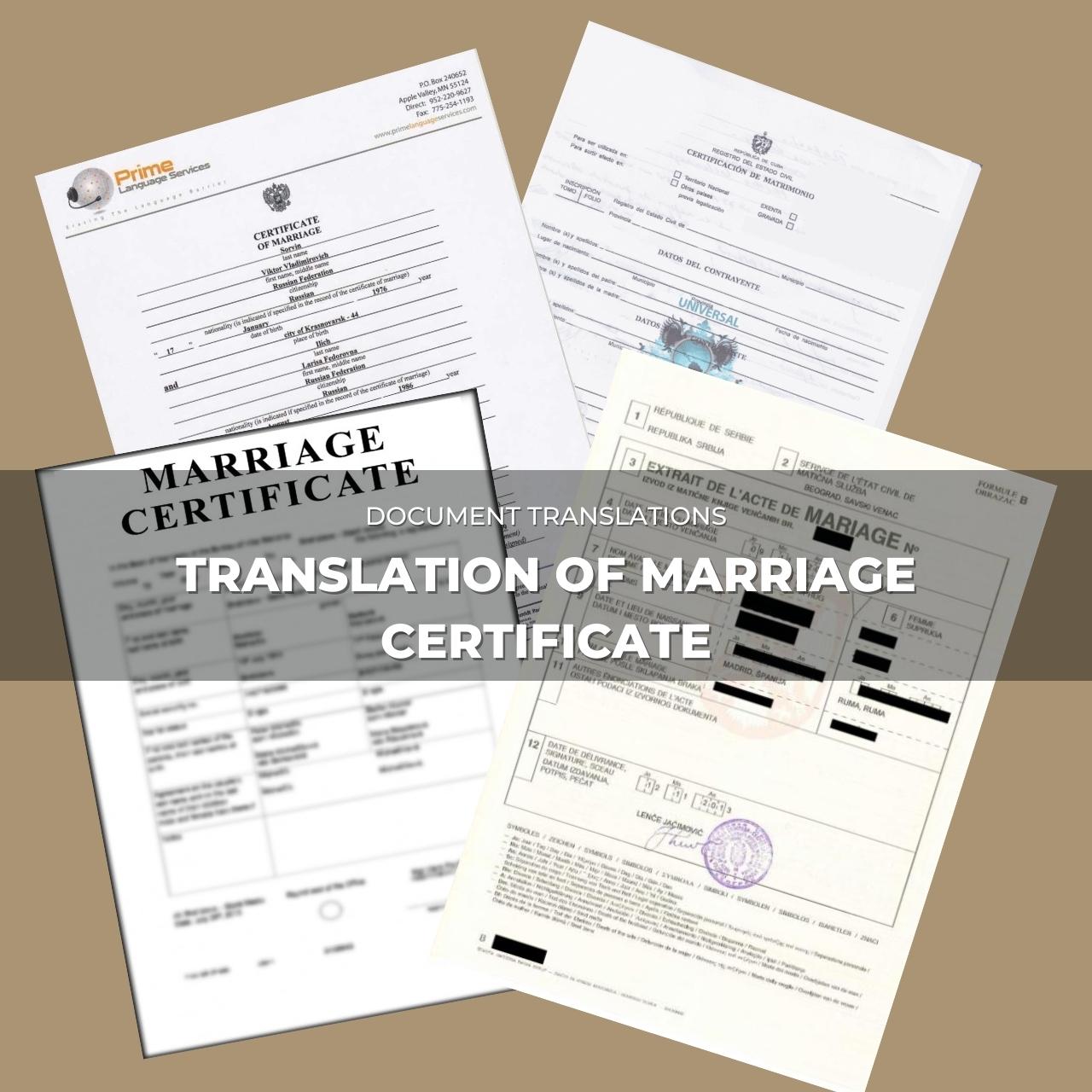 Translation of Marriage certificate