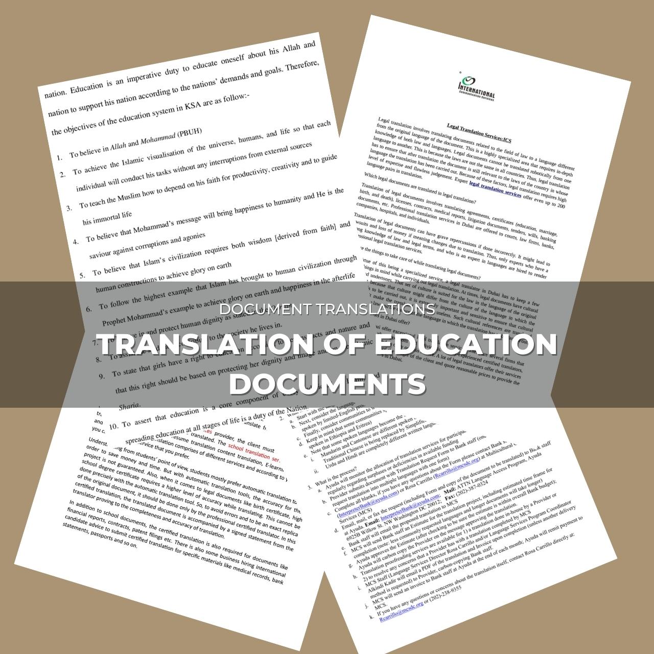 Translation of education Documents