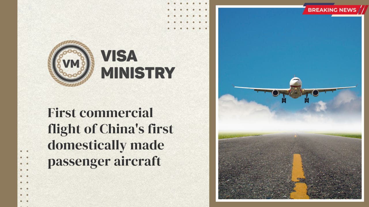 First commercial flight of China’s first domestically made passenger aircraft