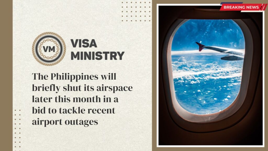 The Philippines will briefly shut its airspace later this month in a bid to tackle recent airport outages