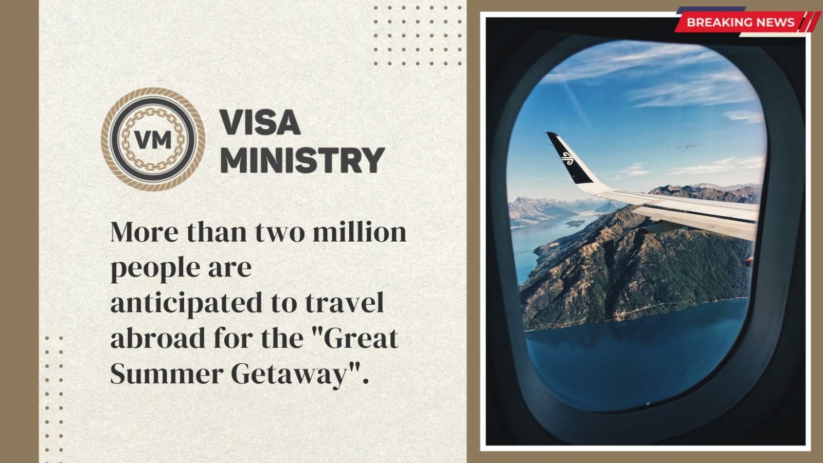 More than two million people are anticipated to travel abroad for the “Great Summer Getaway”.