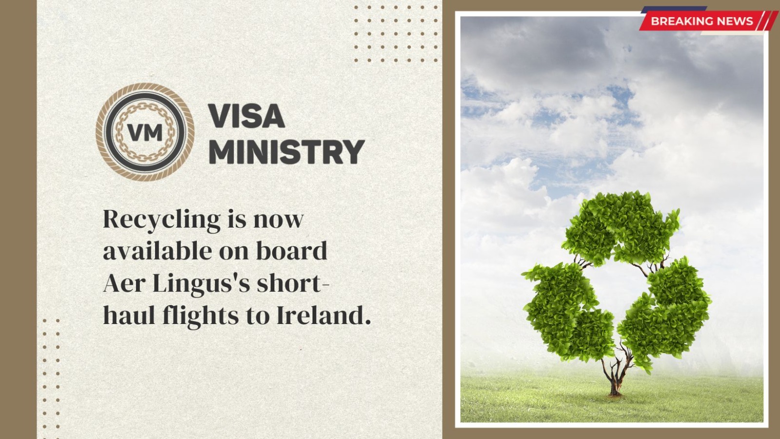 Recycling is now available on board Aer Lingus’s short-haul flights to Ireland