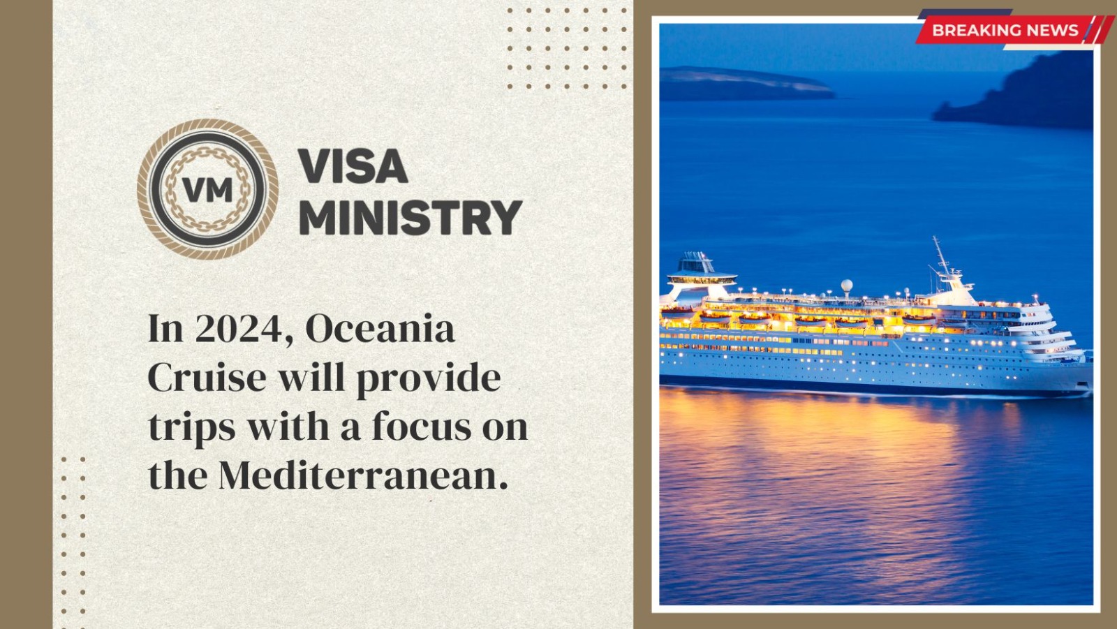 In 2024, Oceania Cruise will provide trips with a focus on the Mediterranean.