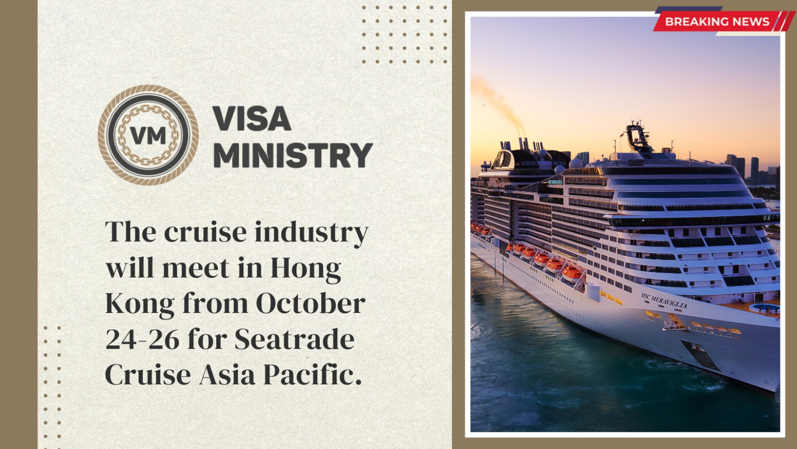 The cruise industry will meet in Hong Kong from October 24-26 for Seatrade Cruise Asia Pacific.