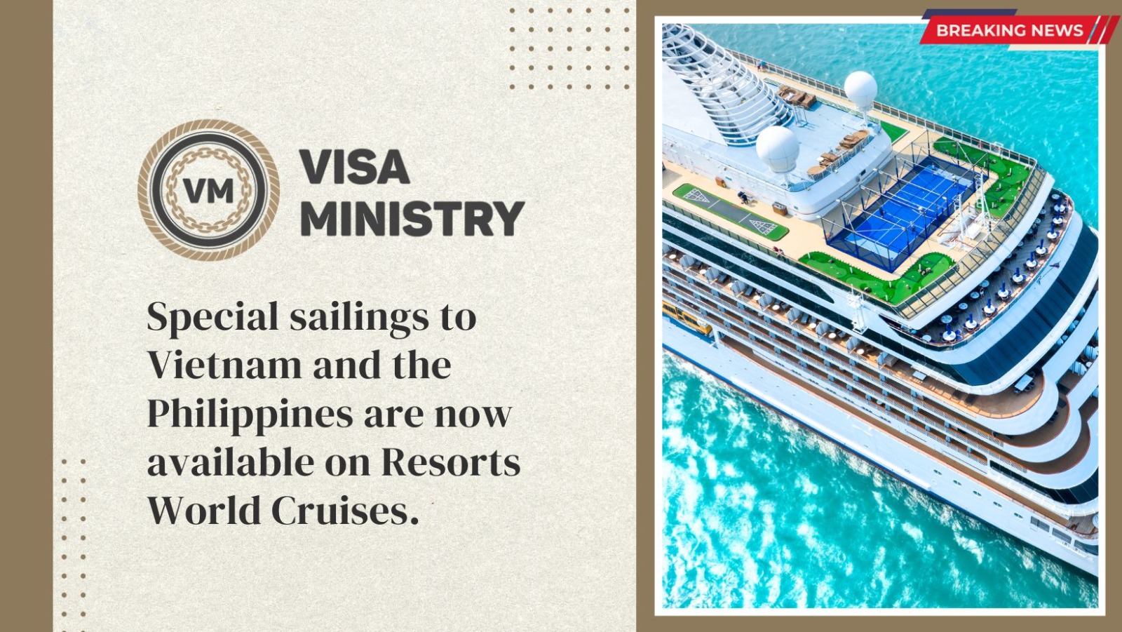 Special sailings to Vietnam and the Philippines are now available on Resorts World Cruises