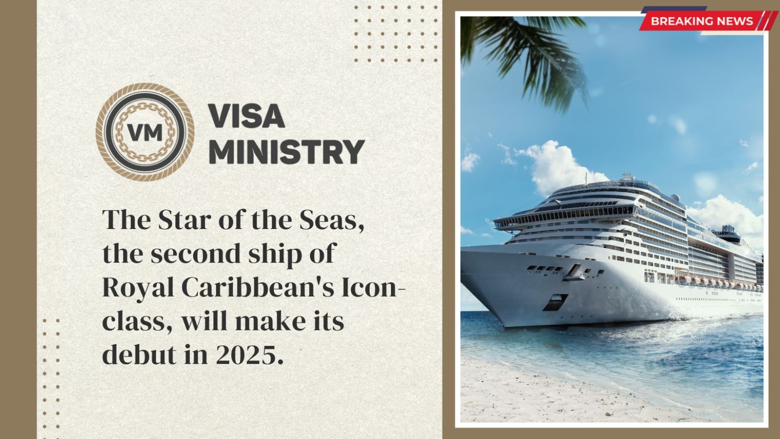 The Star of the Seas, the second ship of Royal Caribbean’s Icon-class, will make its debut in 2025